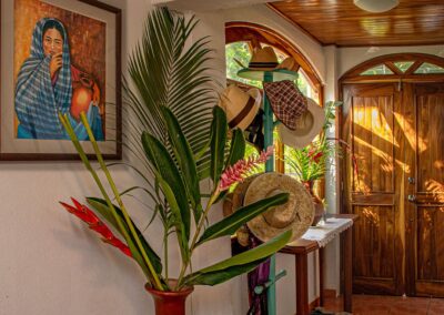 floral display awaits guests in the front entry