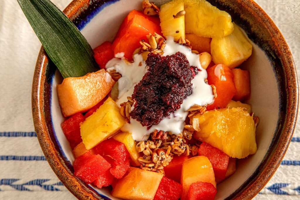 fruit bowl at zandoyo, one of the top ranked hotels in puerto escondido