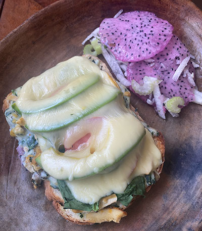 croque senora and dragon fruit salad